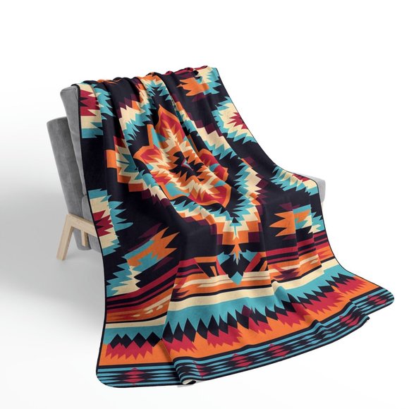 ✨ Ultra-Soft Native Sherpa Blanket | Southwestern Fleece Throw - Picture 7 of 10
